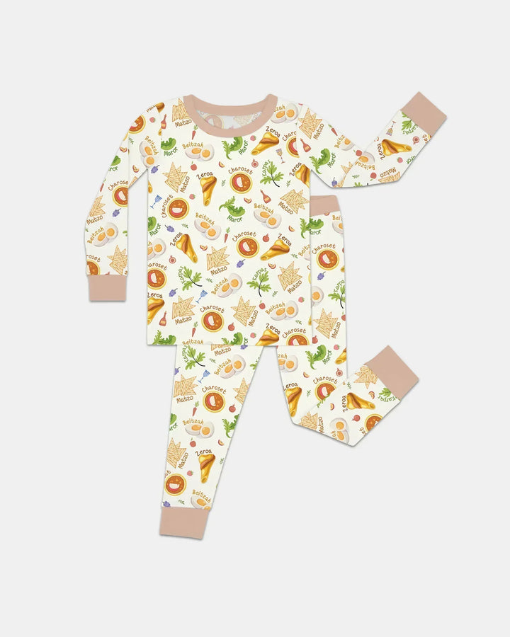 Happy Passover Family Matching Bamboo Two Piece Long Sleeve Pajama Set