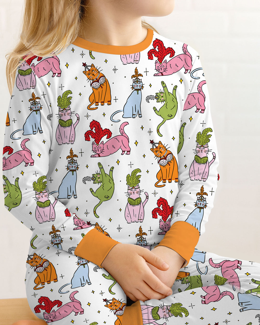 Whimsical Cats Bamboo Two Piece Long Sleeve Pajama Set