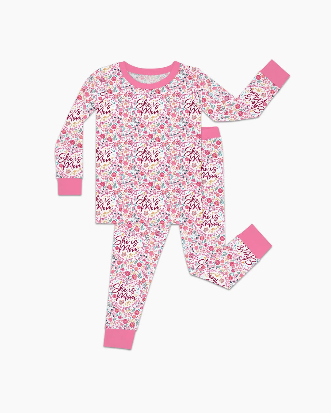 She Is Mom Floral Bamboo Two Piece Long Sleeve Pajama Set