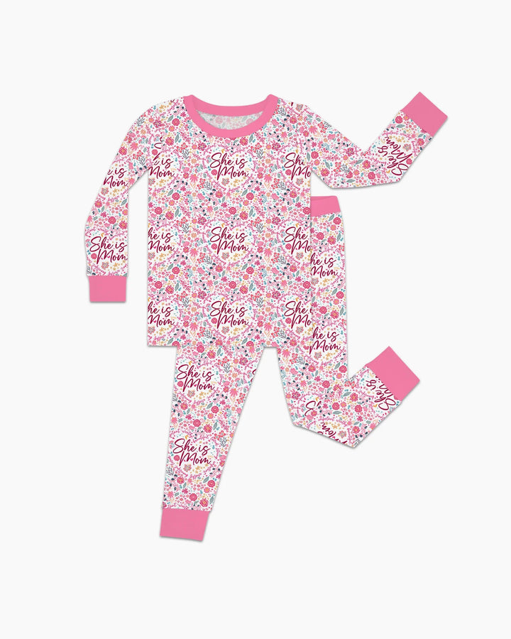 She Is Mom Floral Bamboo Two Piece Long Sleeve Pajama Set
