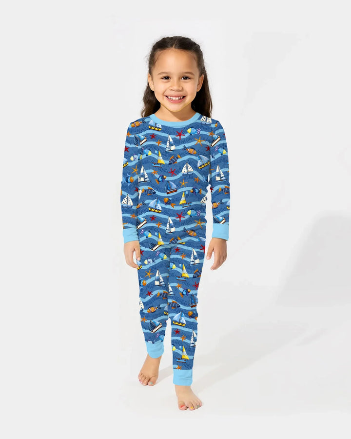 Blue Sail La Vie Family Matching Bamboo Two Piece Long Sleeve Pajama Set