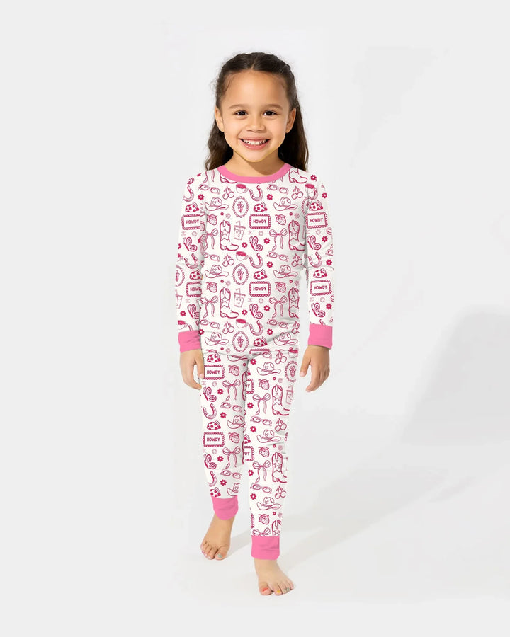 Doodle Wild West Cowgirl Bamboo Two Piece Long Sleeve Pajama Set
