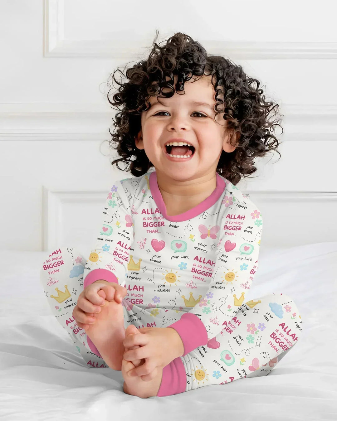 "Allah Is So Much Bigger Than..." Family Matching Bamboo Two Piece Long Sleeve Pajama Set