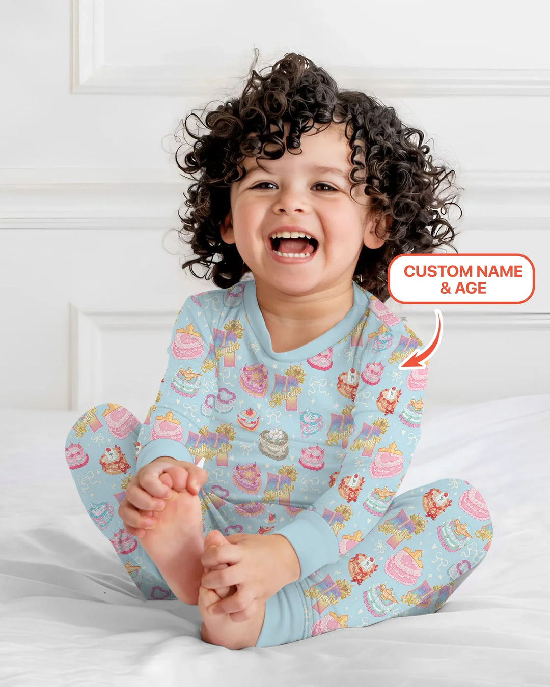Custom Princess Baby Birthday Bamboo Two Piece Long Sleeve Pajama Set