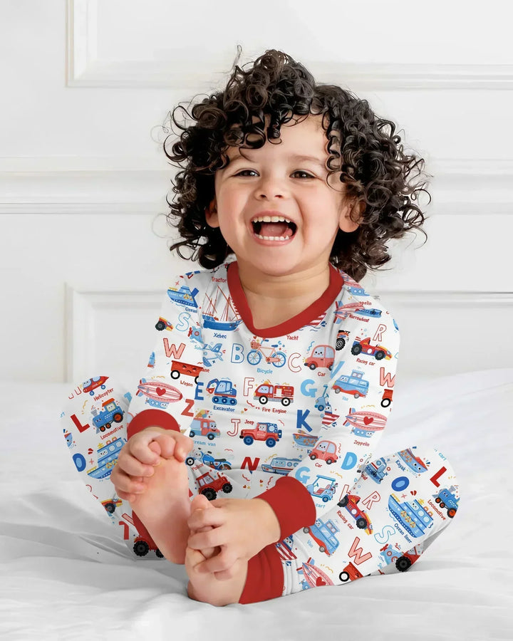 Patriotic Construction Bamboo Two Piece Long Sleeve Pajama Set