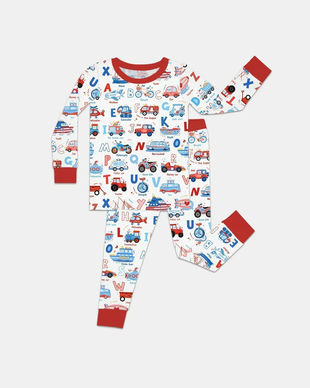 Patriotic Construction Bamboo Two Piece Long Sleeve Pajama Set