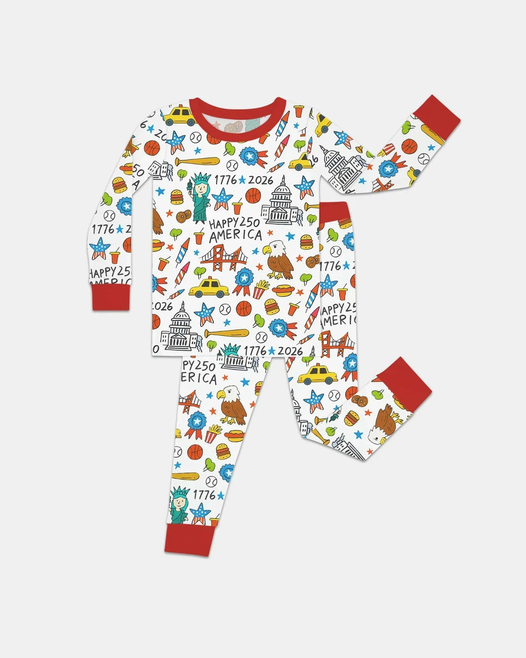 Happy 250 America 7626 Bamboo Two Piece Long Sleeve Pajama Set