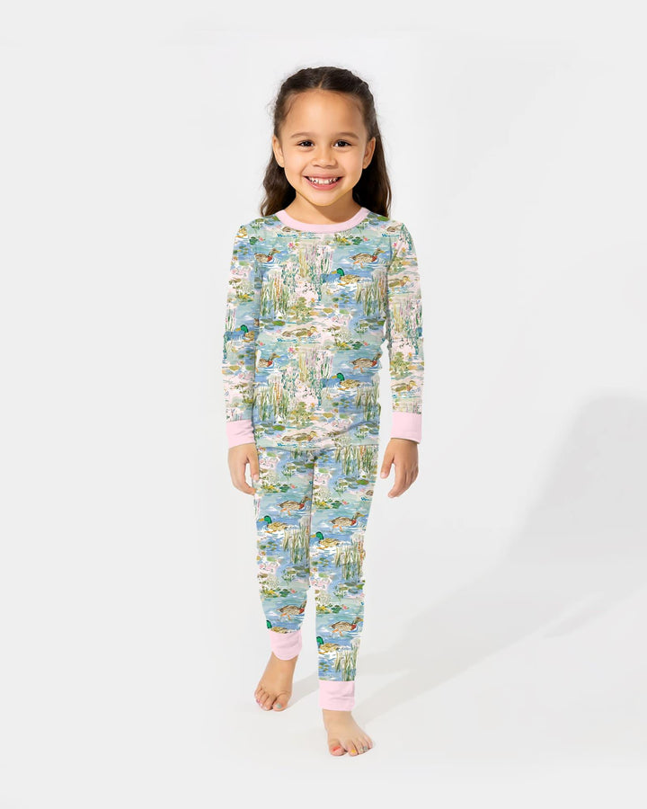 Watercolor Mallard Duck Bamboo Two Piece Long Sleeve Pajama Set