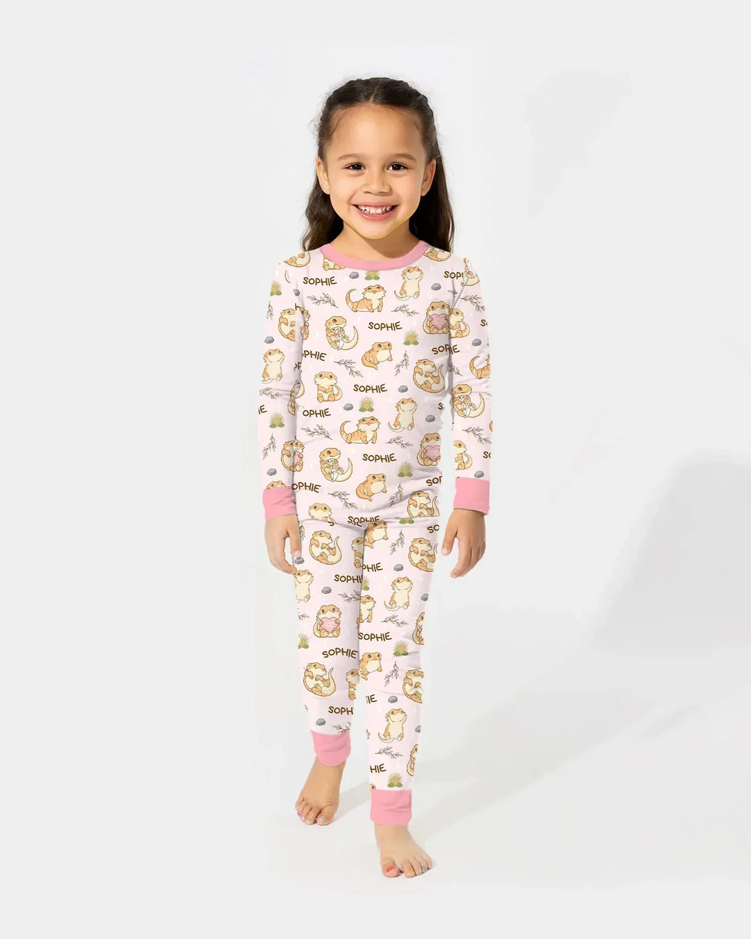 Custom Name Clueless Beardie Bamboo Two Piece Long Sleeve Pajama Set