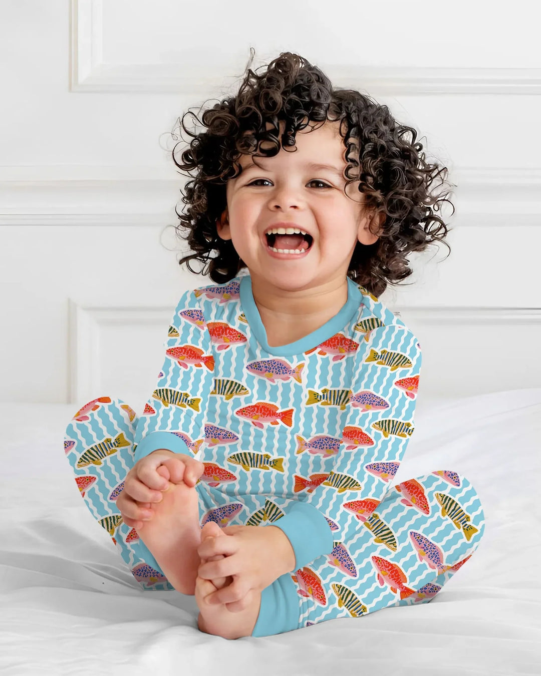 Preppy Fish Crew Bamboo Two Piece Long Sleeve Pajama Set