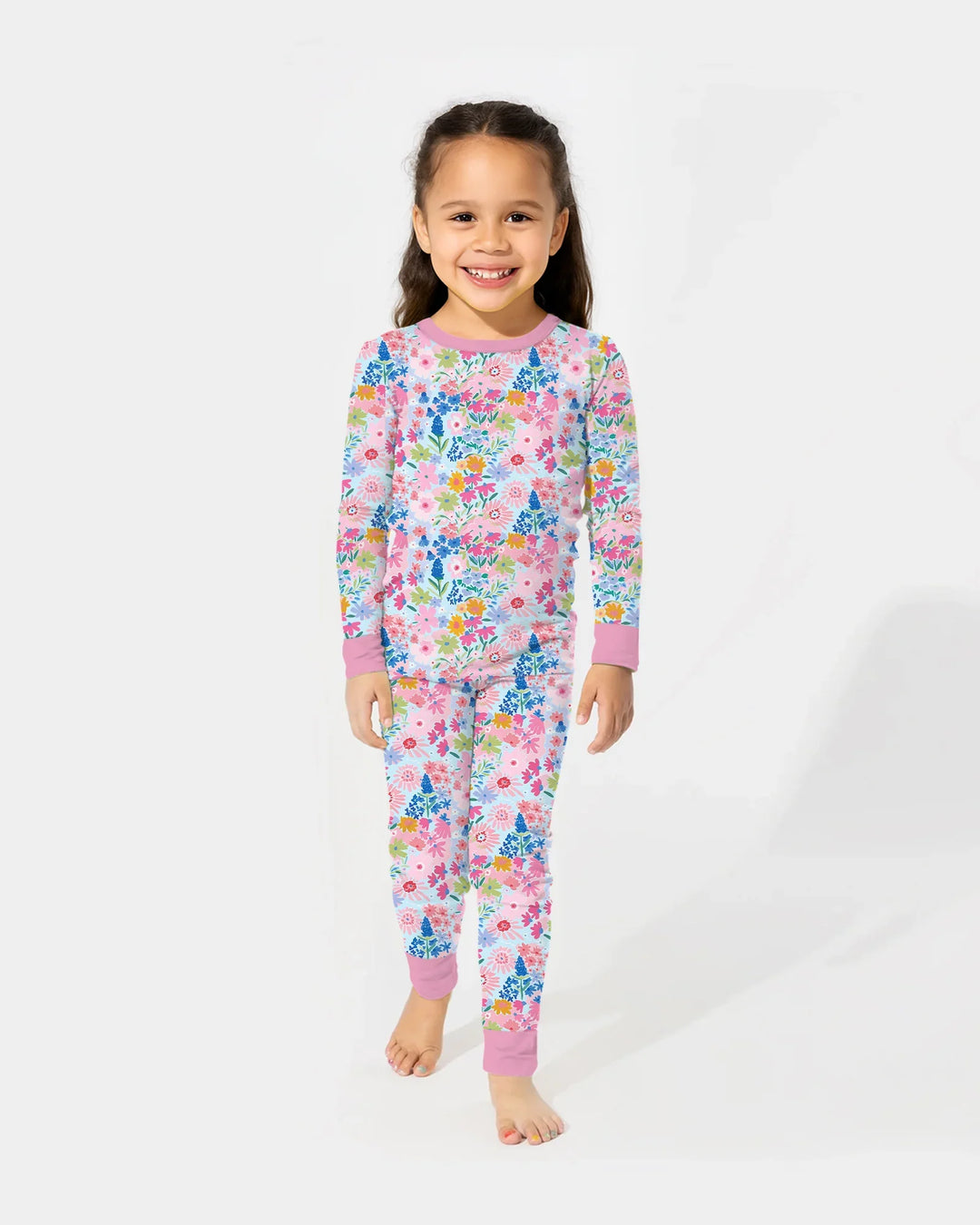 Little Flower Garden Matching Bamboo Two Piece Long Sleeve Pajama Set