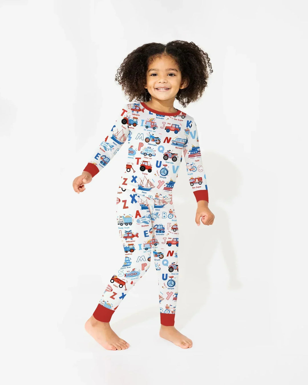 Patriotic Construction Bamboo Two Piece Long Sleeve Pajama Set