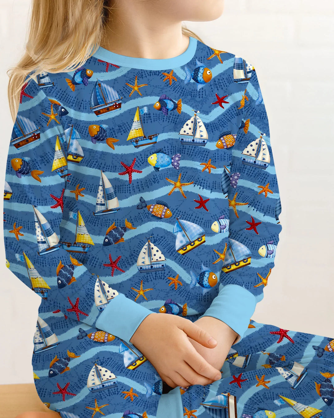 Blue Sail La Vie Family Matching Bamboo Two Piece Long Sleeve Pajama Set