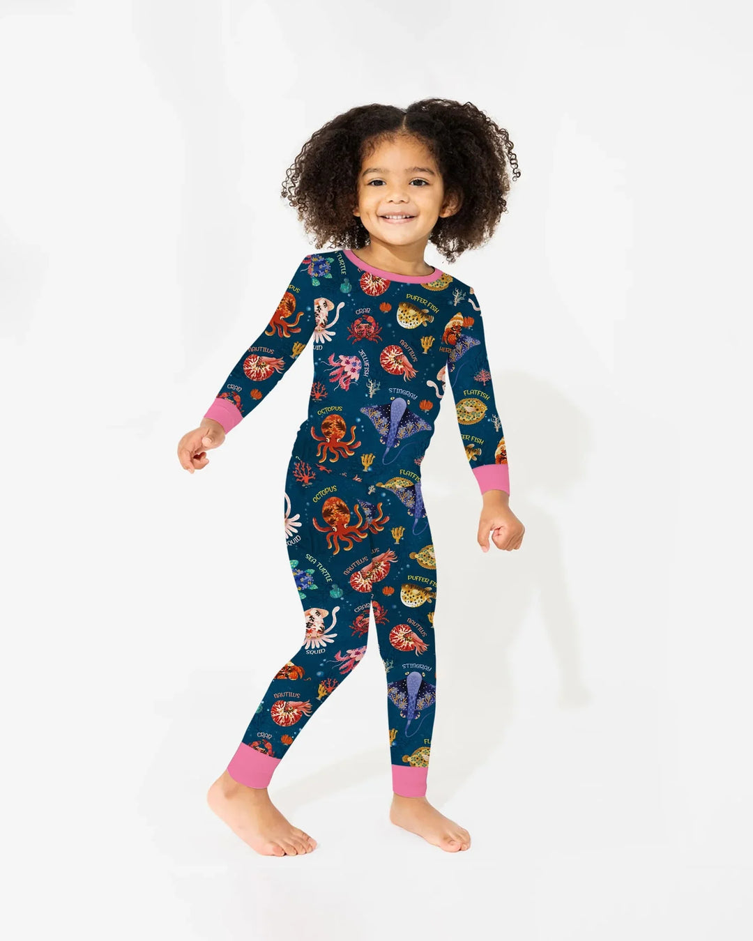 Deep Blue Wonders Bamboo Two Piece Long Sleeve Pajama Set