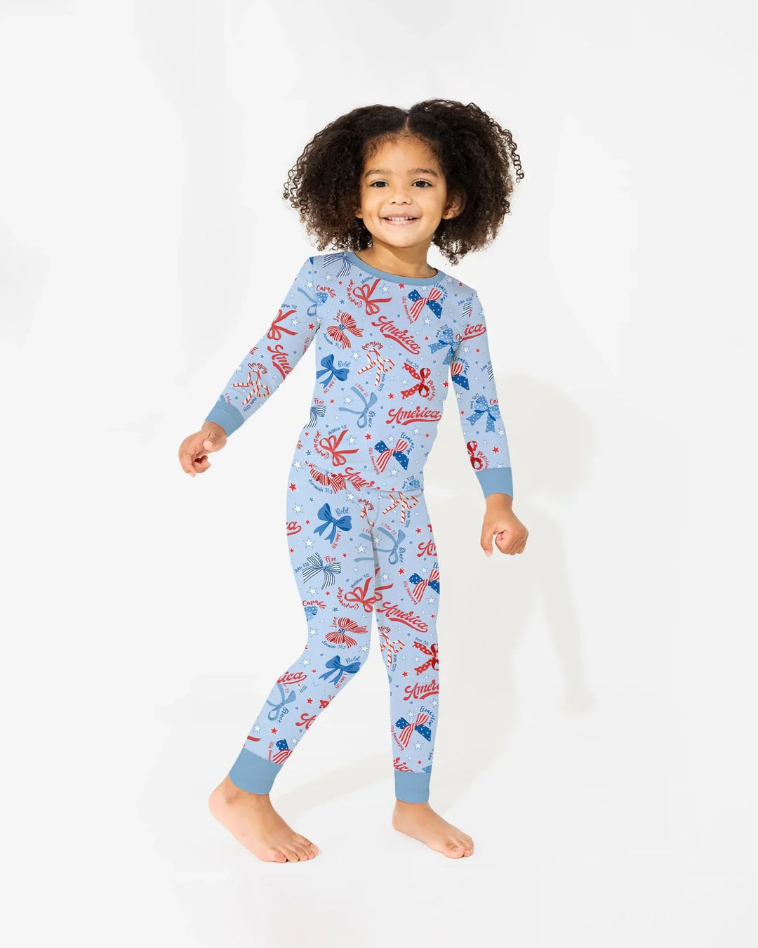 Girly Patriotic Bamboo Two Piece Long Sleeve Pajama Set