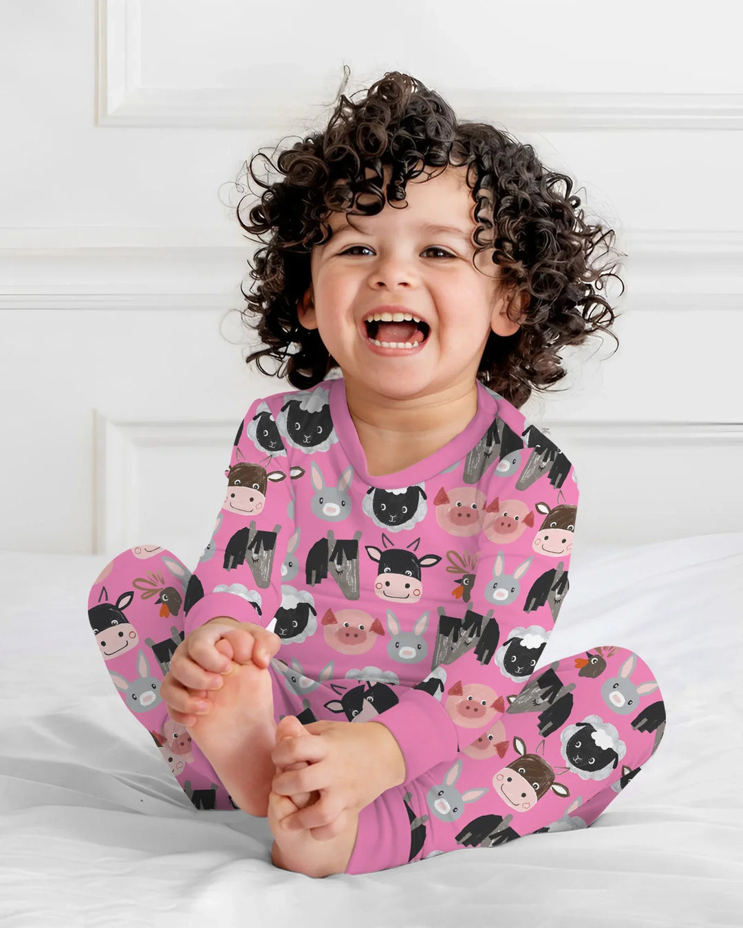 Farm Friends Family Matching Bamboo Two Piece Long Sleeve Pajama Set