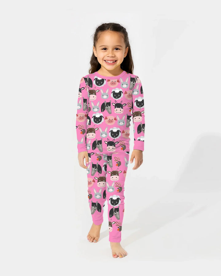 Farm Friends Family Matching Bamboo Two Piece Long Sleeve Pajama Set