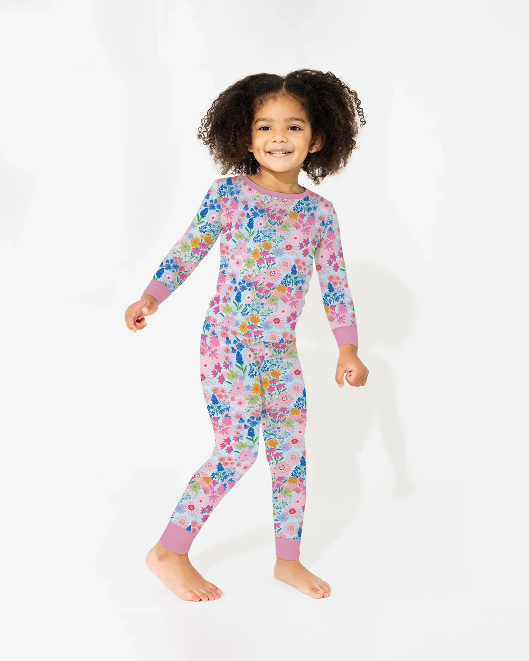 Little Flower Garden Matching Bamboo Two Piece Long Sleeve Pajama Set