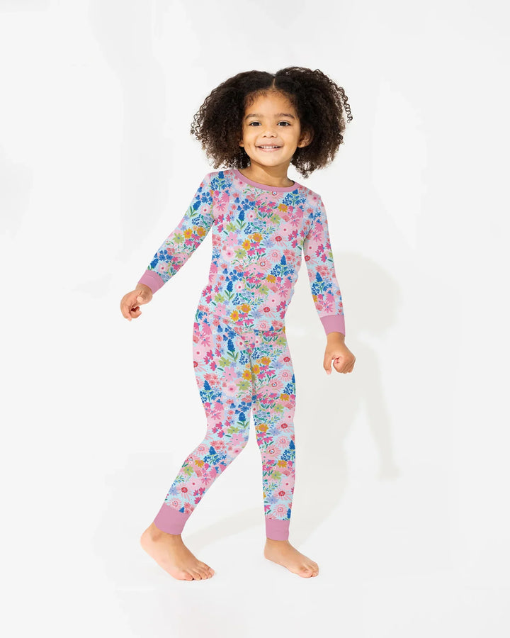 Little Flower Garden Matching Bamboo Two Piece Long Sleeve Pajama Set