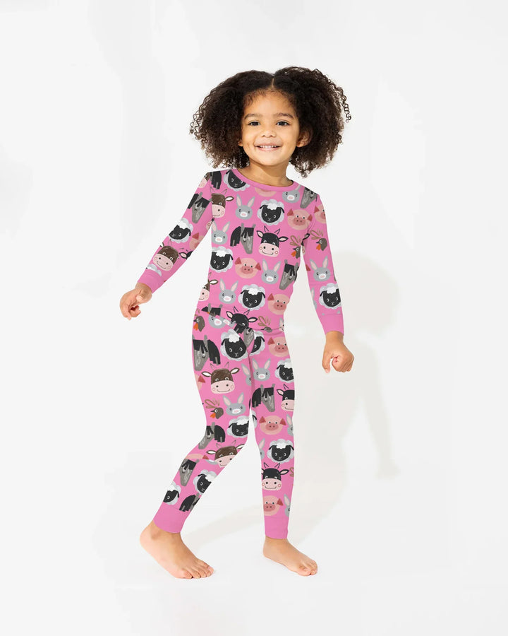 Farm Friends Family Matching Bamboo Two Piece Long Sleeve Pajama Set