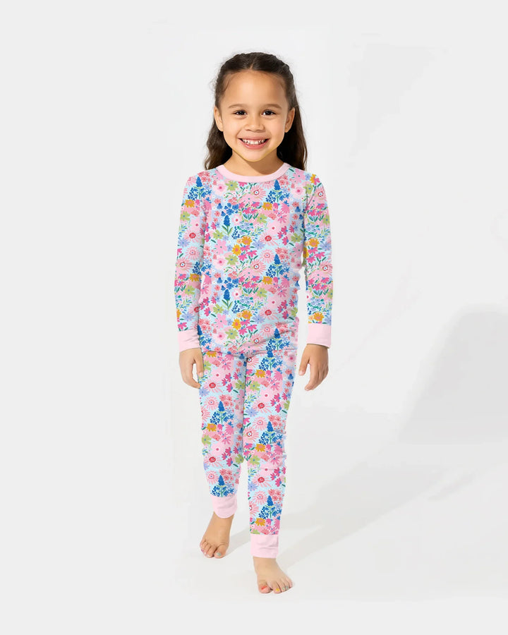 Little Flower Garden Matching Bamboo Two Piece Long Sleeve Pajama Set