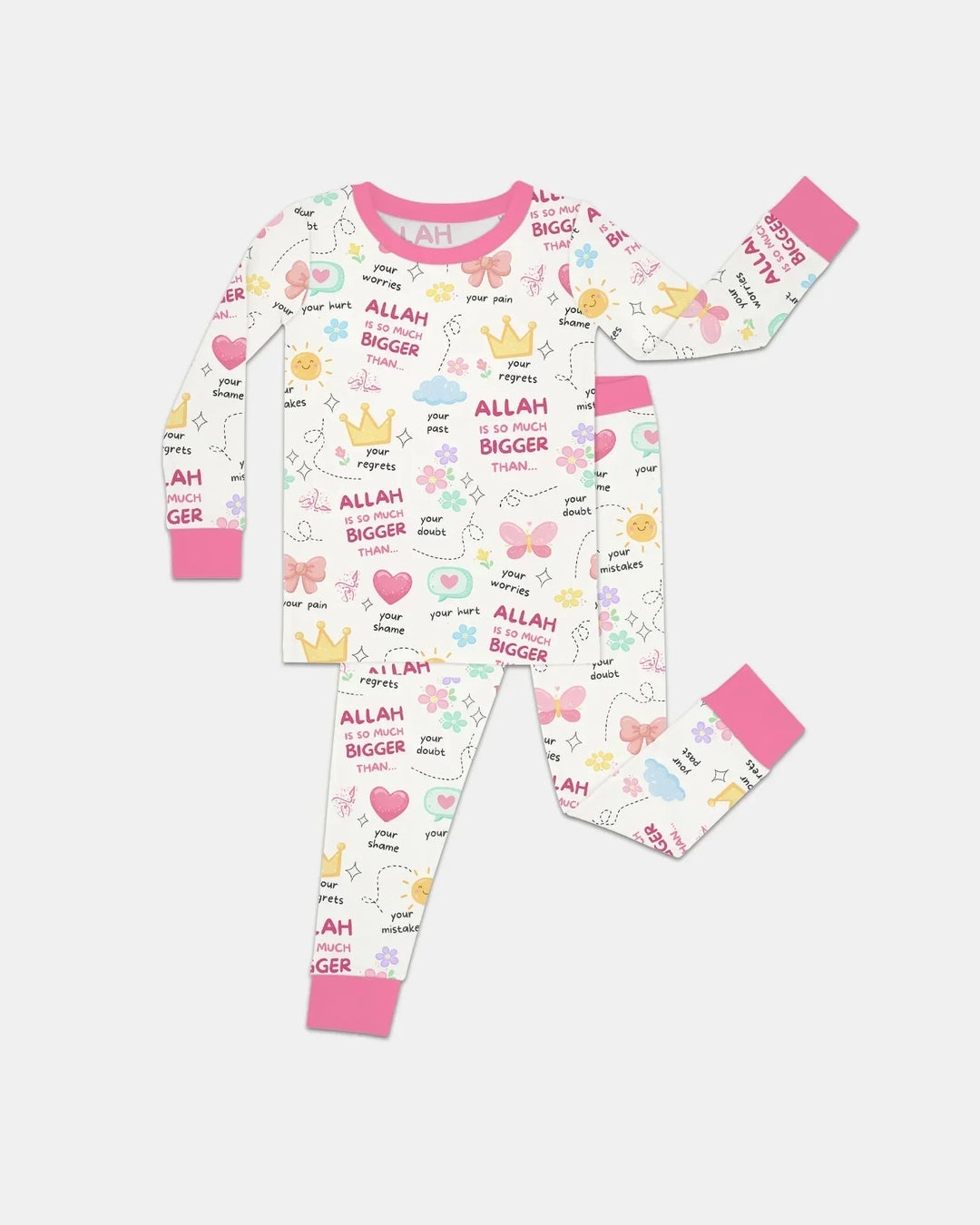 "Allah Is So Much Bigger Than..." Family Matching Bamboo Two Piece Long Sleeve Pajama Set