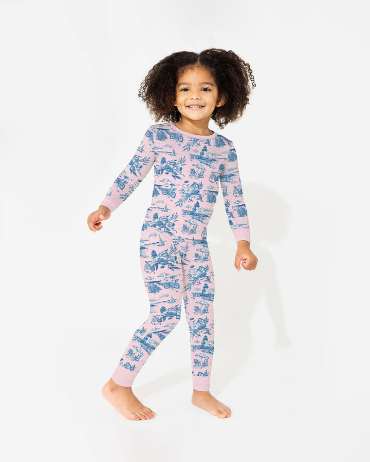 Summer Toile Bamboo Two Piece Long Sleeve Pajama Set