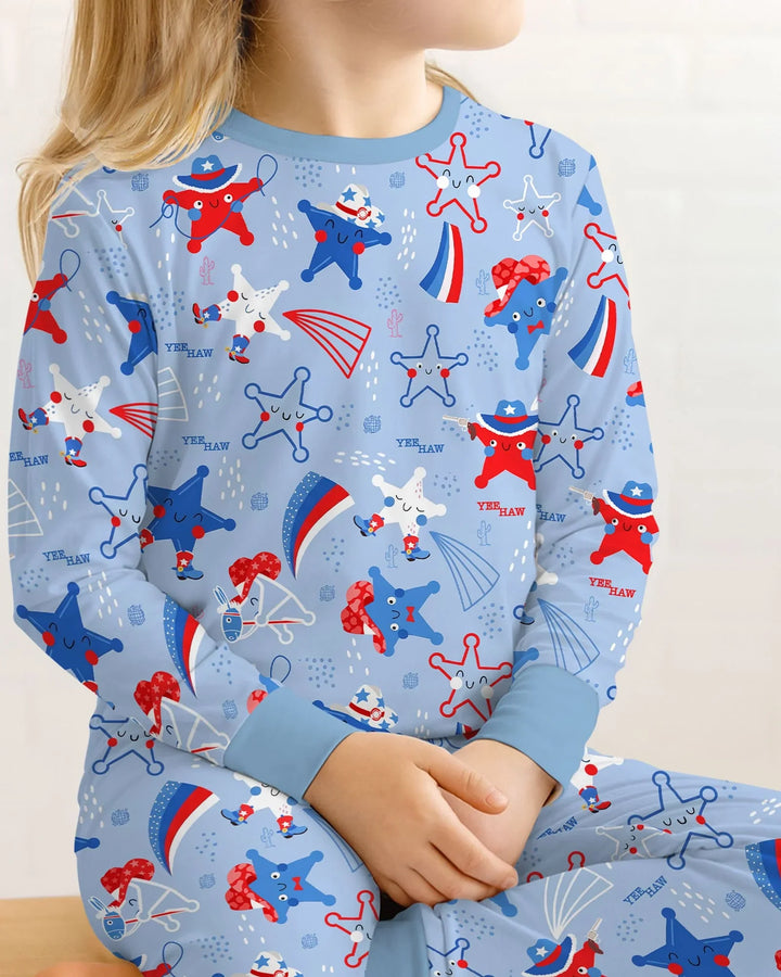 Howdy America Star Bamboo Two Piece Long Sleeve Pajama Set