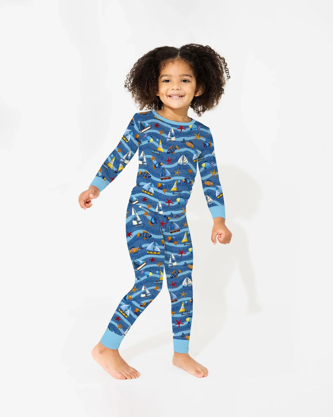 Blue Sail La Vie Family Matching Bamboo Two Piece Long Sleeve Pajama Set