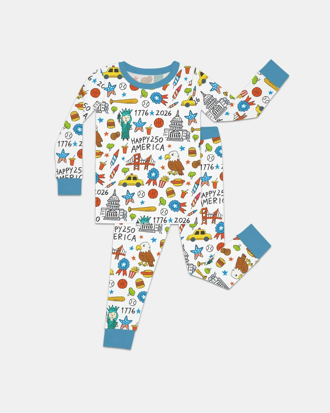 Happy 250 America 7626 Bamboo Two Piece Long Sleeve Pajama Set