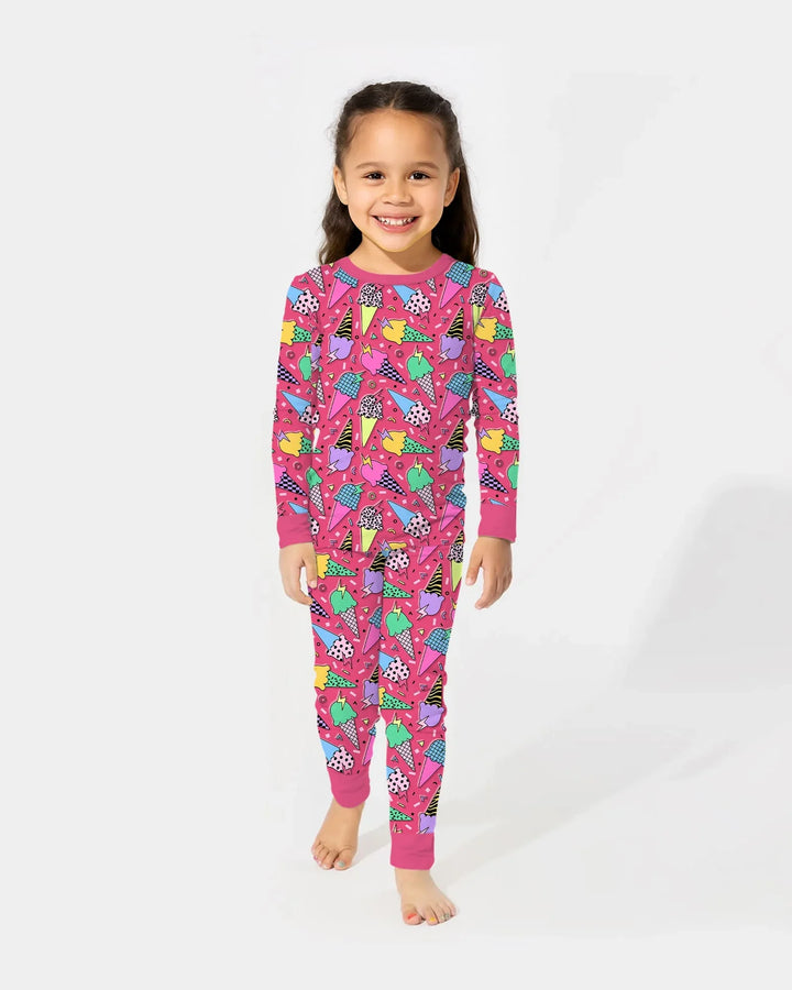 Summer Retro Ice Creams Family Matching Bamboo Two Piece Long Sleeve Pajama Set