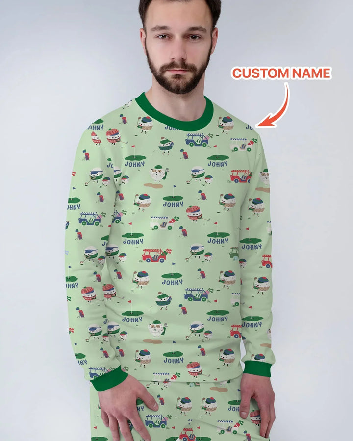 Cute Golf ball Bamboo Men's Pajama Set