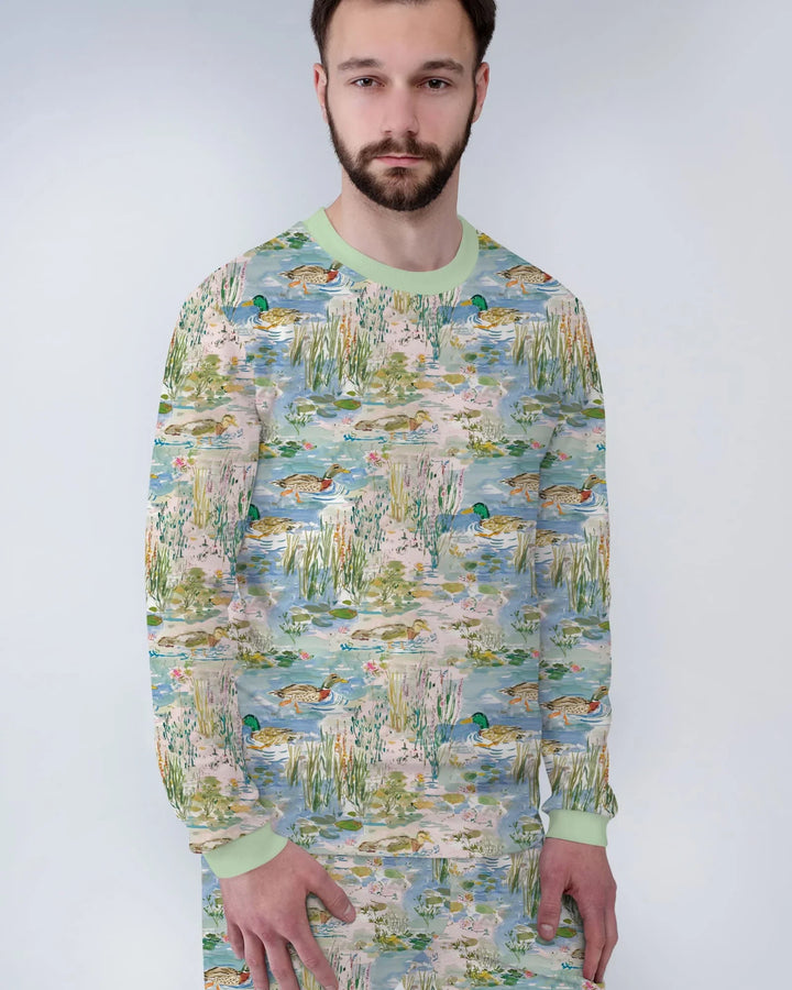 Watercolor Mallard Duck Bamboo Men's Pajama Set