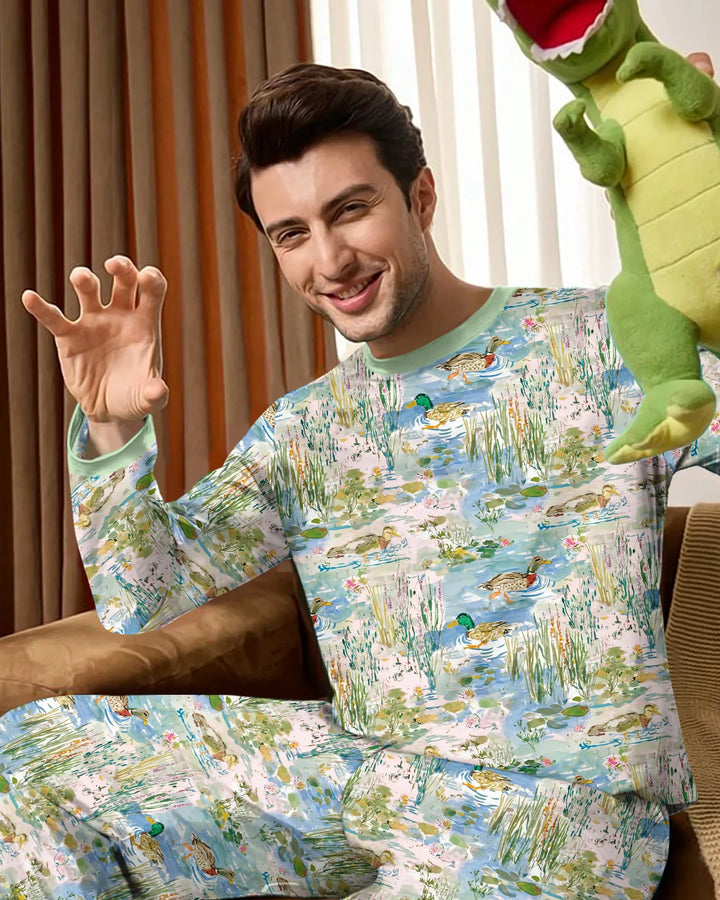 Watercolor Mallard Duck Bamboo Men's Pajama Set