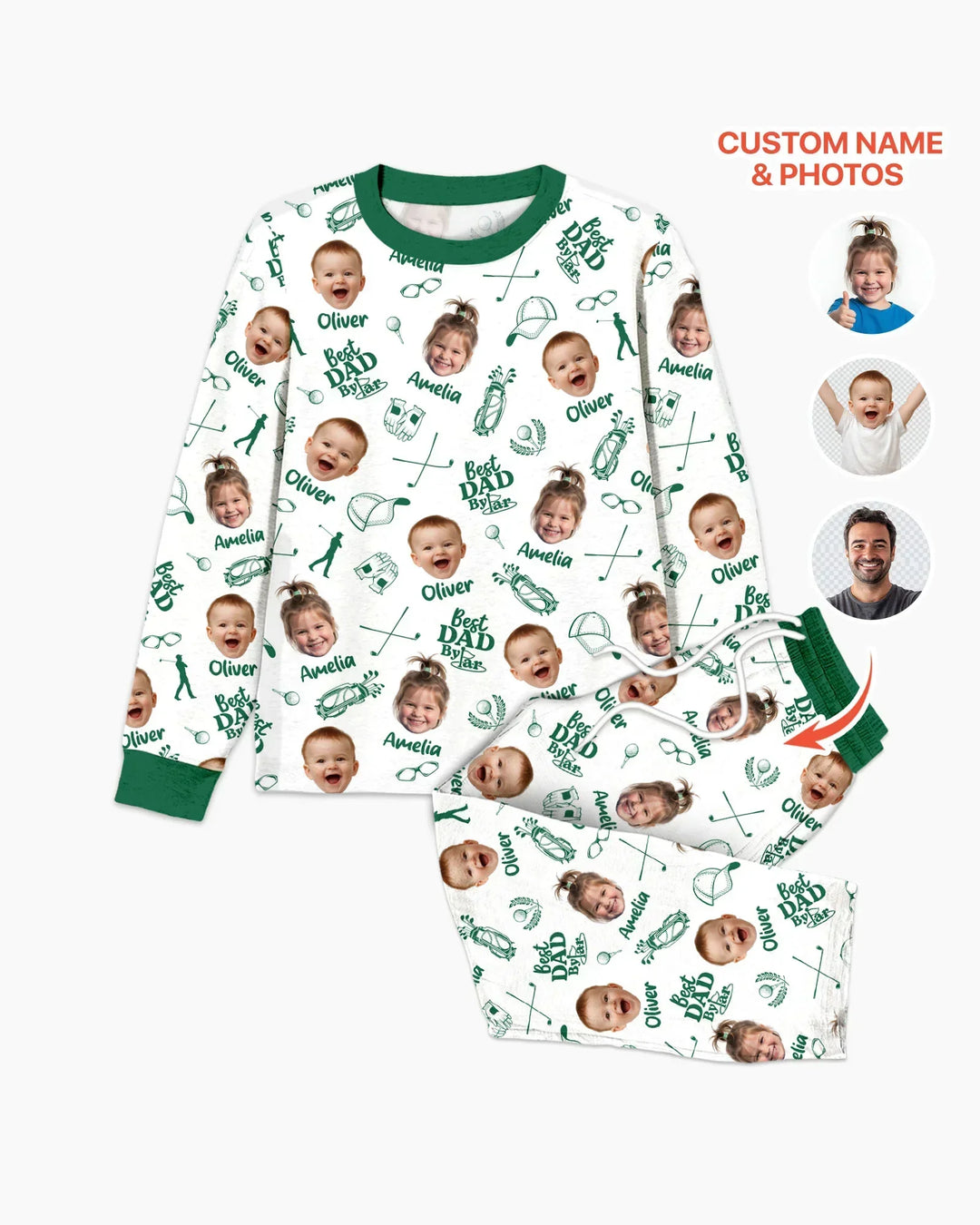 Custom Photo Best Dad By Par Bamboo Men's Pajama Set