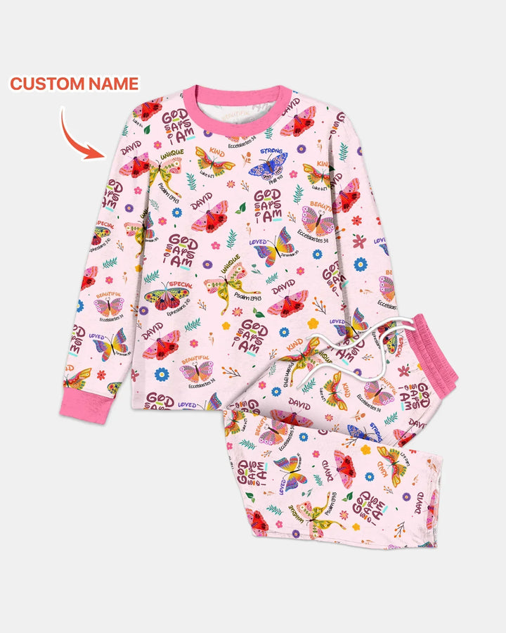 Custom Name God says I am Butterfly Bamboo Men's Pajama Set