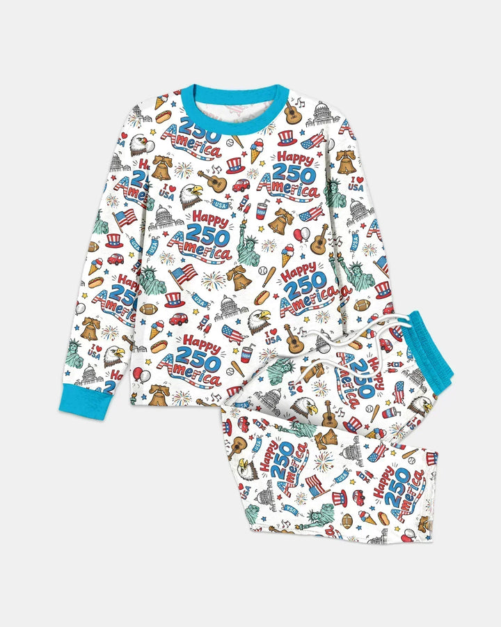 Happy 250 America I love USA Bamboo Men's Pajama Set
