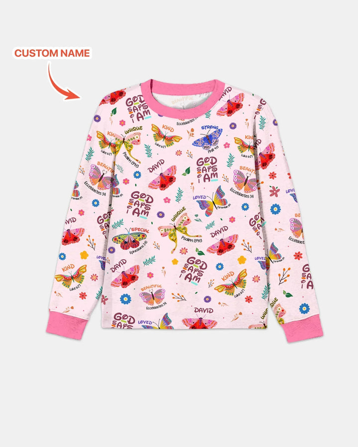 Custom Name God says I am Butterfly Bamboo Men's Pajama Set