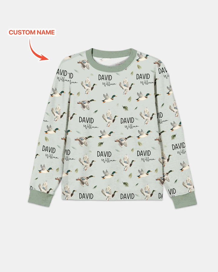 Custom Name Mallard Duck Bamboo Men's Pajama Set