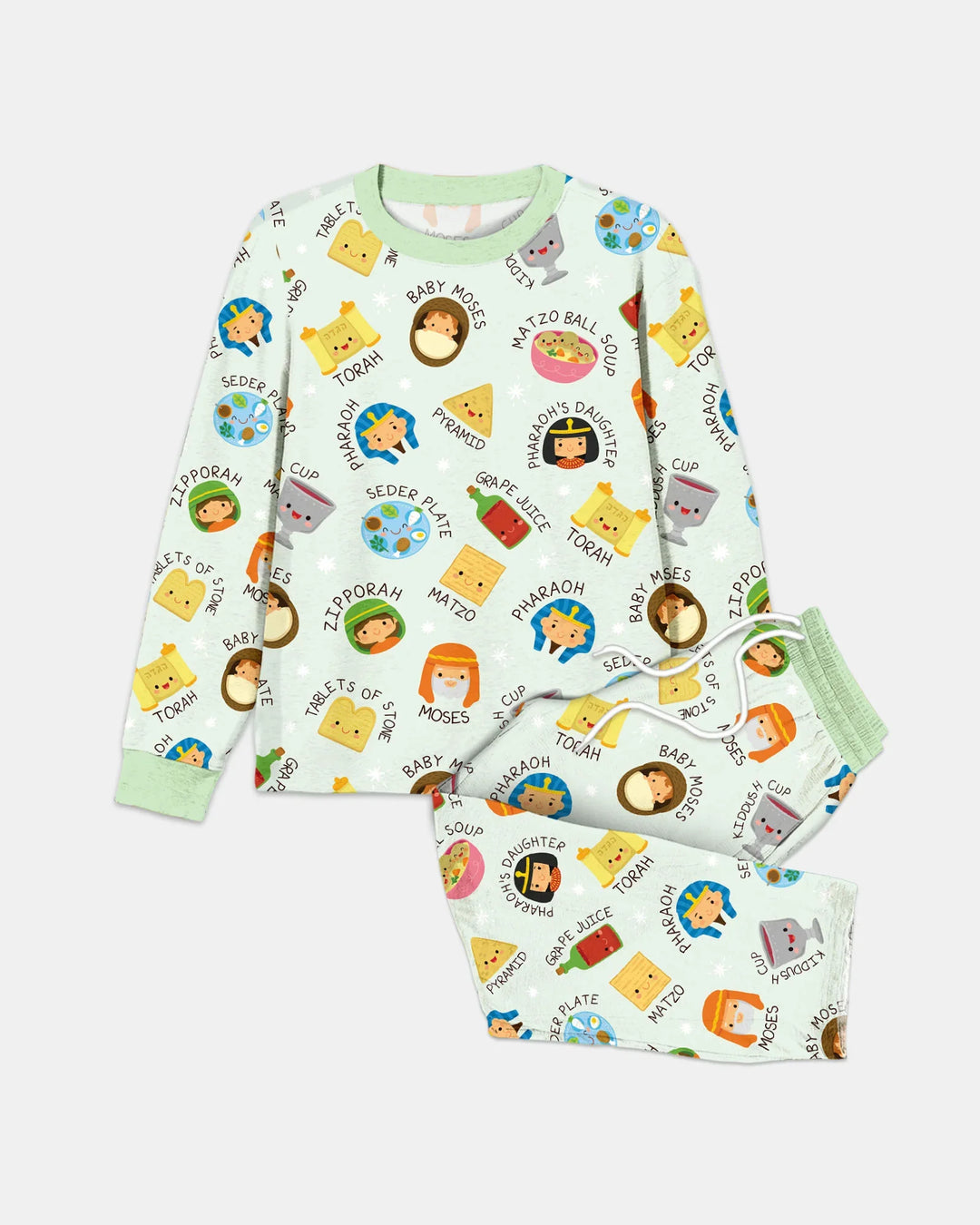 Cute Passover Characters Bamboo Men's Pajama Set