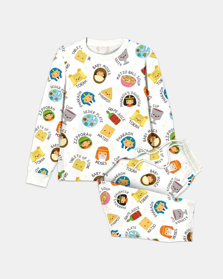 Cute Passover Characters Bamboo Men's Pajama Set
