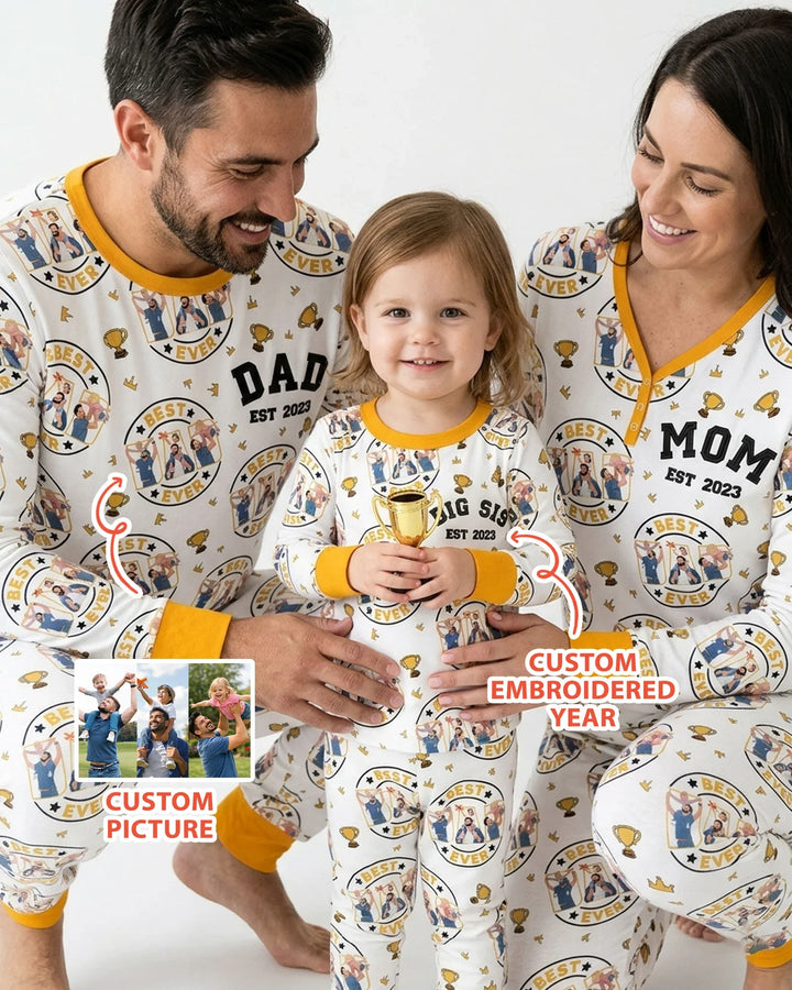 Personalized Family Matching Father's Day Embroidered Bamboo Women Pajama Set