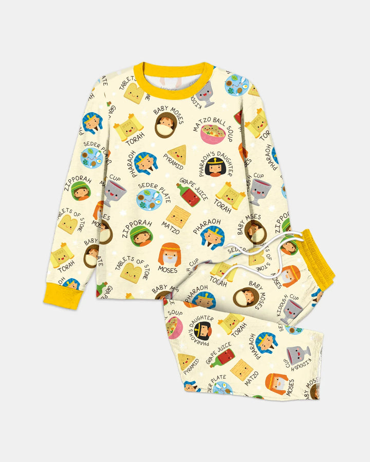 Cute Passover Characters Bamboo Men's Pajama Set