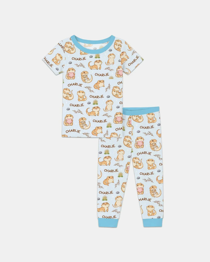 Custom Name Clueless Beardie Bamboo Two Piece Short Sleeve Pajama Set