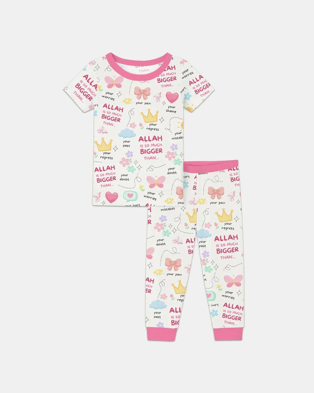 "Allah Is So Much Bigger Than..." Family Matching Bamboo Two Piece Short Sleeve Pajama Set