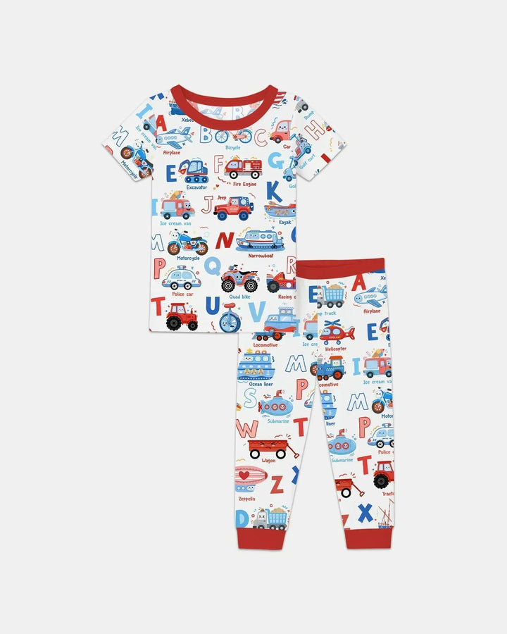 Patriotic Construction Bamboo Two Piece Short Sleeve Pajama Set