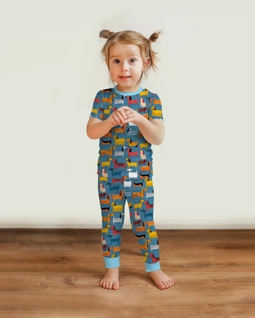 Whimsical Dachshund Bamboo Two Piece Short Sleeve Pajama Set