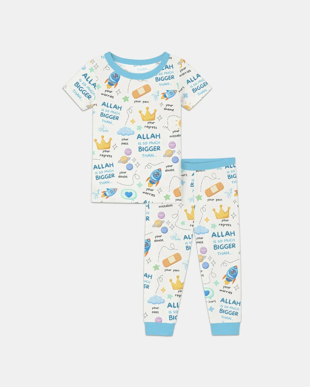 "Allah Is So Much Bigger Than..." Family Matching Bamboo Two Piece Short Sleeve Pajama Set
