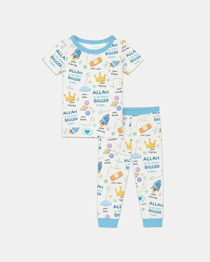 "Allah Is So Much Bigger Than..." Family Matching Bamboo Two Piece Short Sleeve Pajama Set