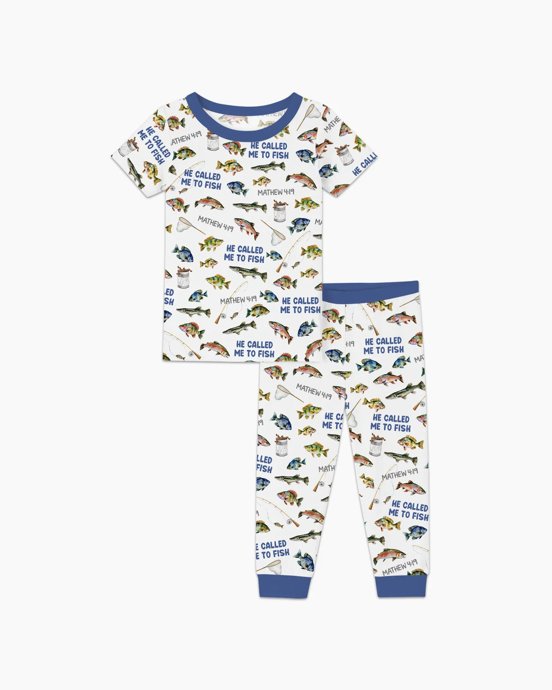 He Called Me To Fish Daddy & Me Matching Bamboo Two Piece Short Sleeve Pajama Set
